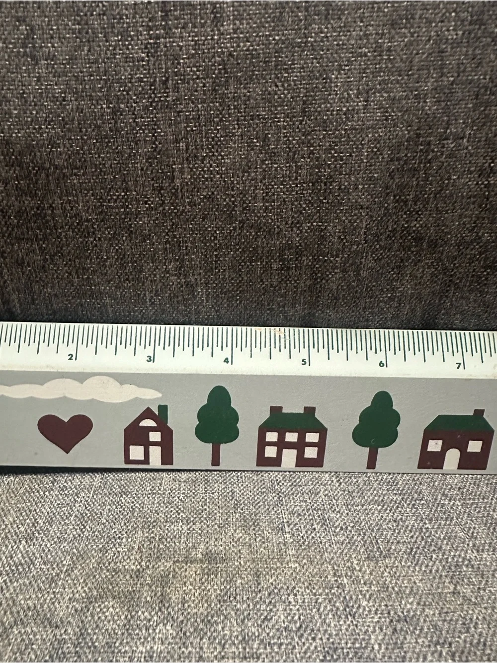 Decorative Wooden Ruler with House & Tree Motif